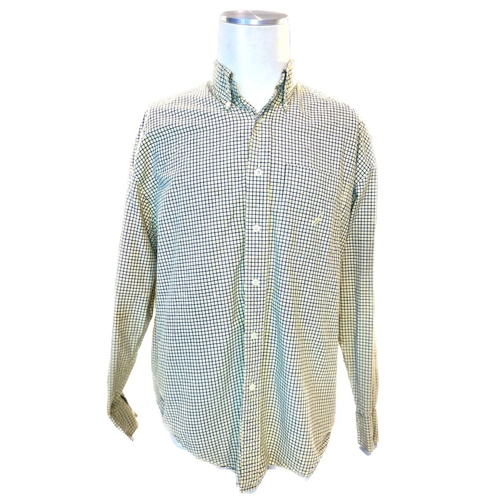 Nautica Yellow and Blue Plaid Button Down Shirt, Men’s Size Large